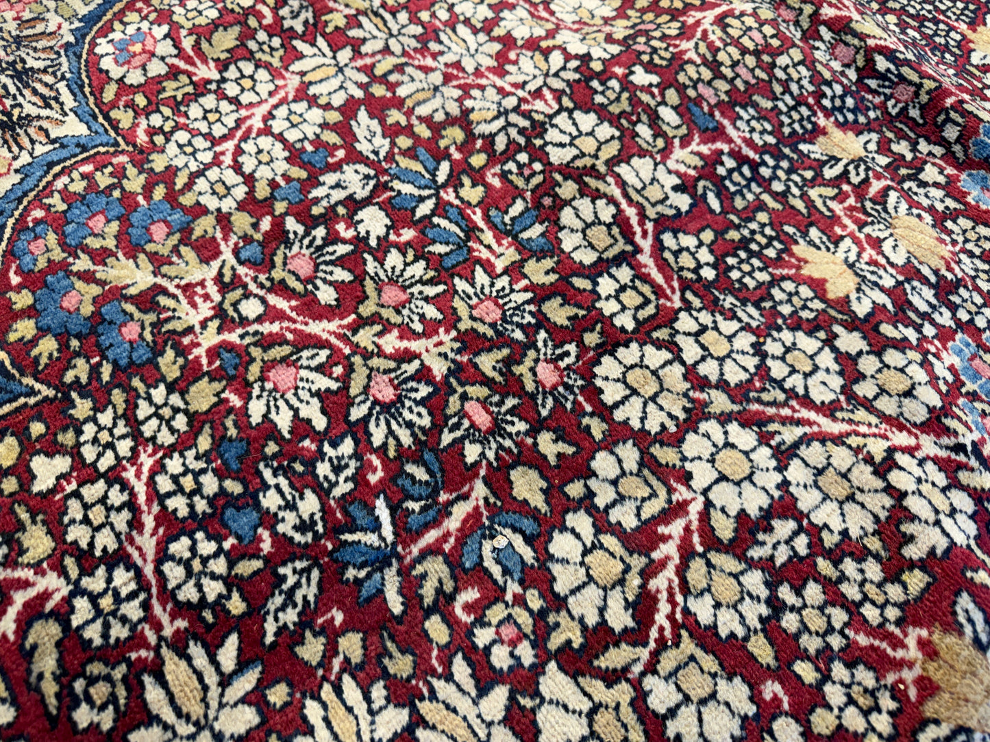 12’11”x21’7” Very Fine Collector Antique Hand-Knotted Signed Persian Kerman Area Rug