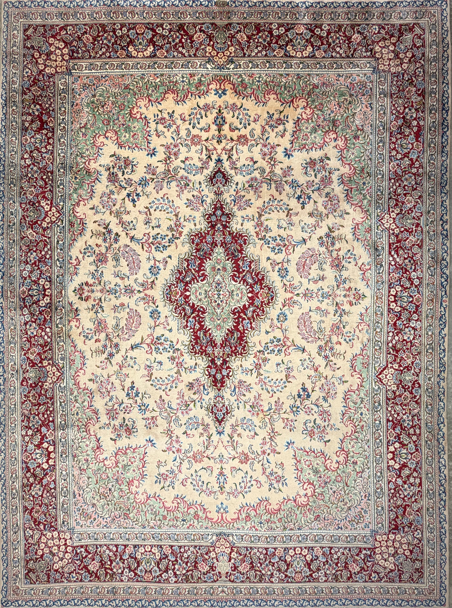10’2”x13’9” Hand-Knotted Persian Kerman Signed Area Rug
