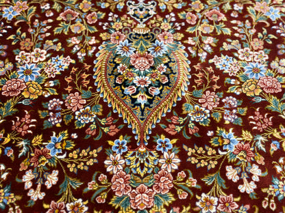(On Hold for LH) Luxurious Hand-Knotted 100% Silk Persian Qum Rug - Signed Naimi - 6'5"x9'10"