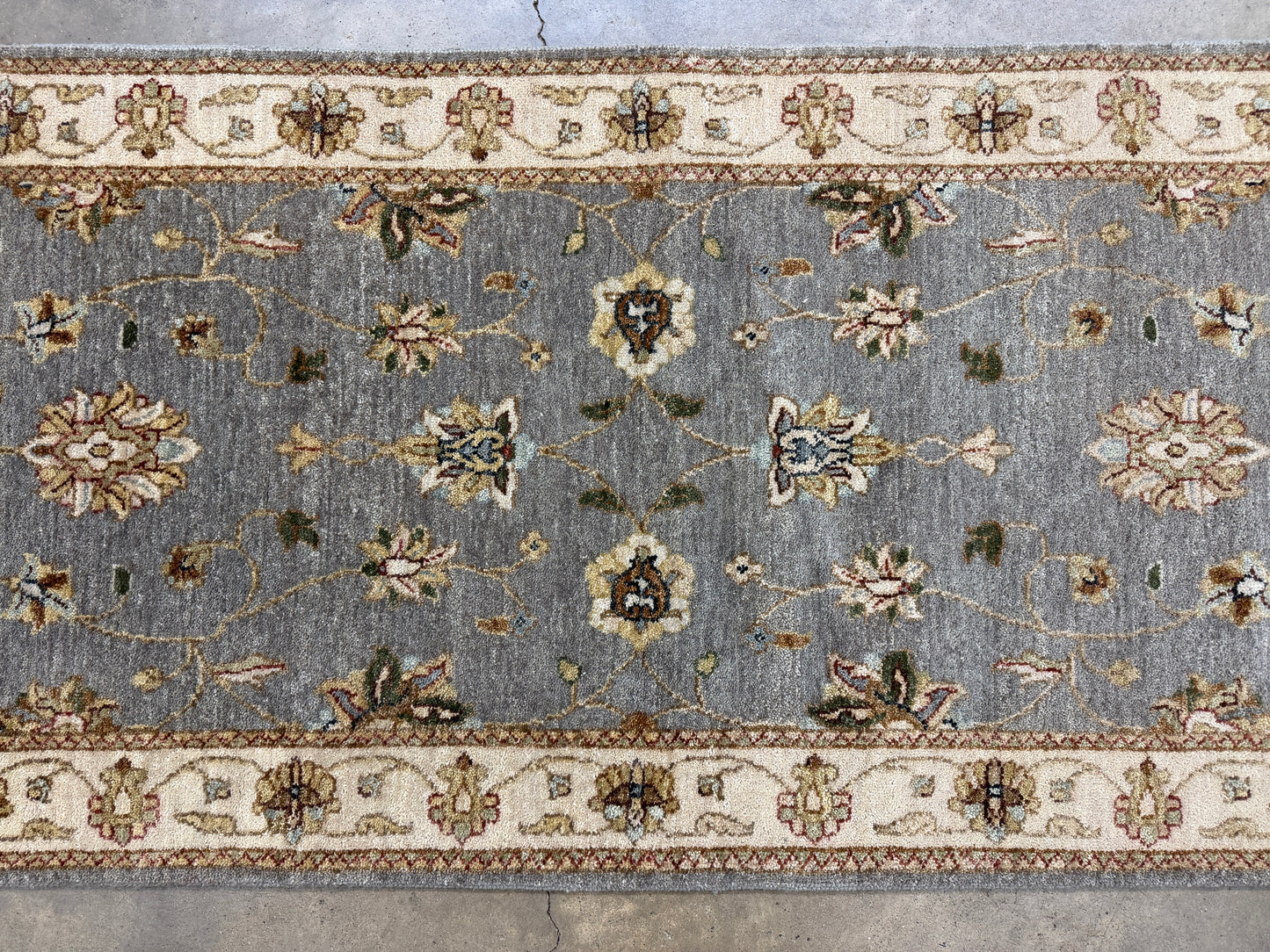 2’7”x12’3” Hand-Knotted Wool Chobi Oriental Runner Handmade Gray Carpet