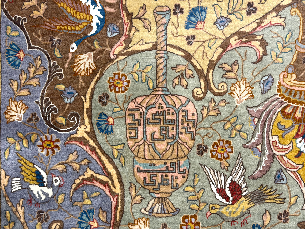Hand-Knotted 60 Raj Pictorial Persian Tabriz Rug - Signed Nazeri - 5'10"x8'3"
