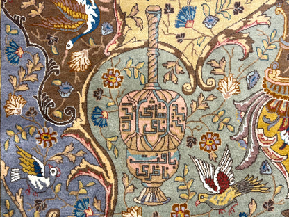 Hand-Knotted 60 Raj Pictorial Persian Tabriz Rug - Signed Nazeri - 5'10"x8'3"
