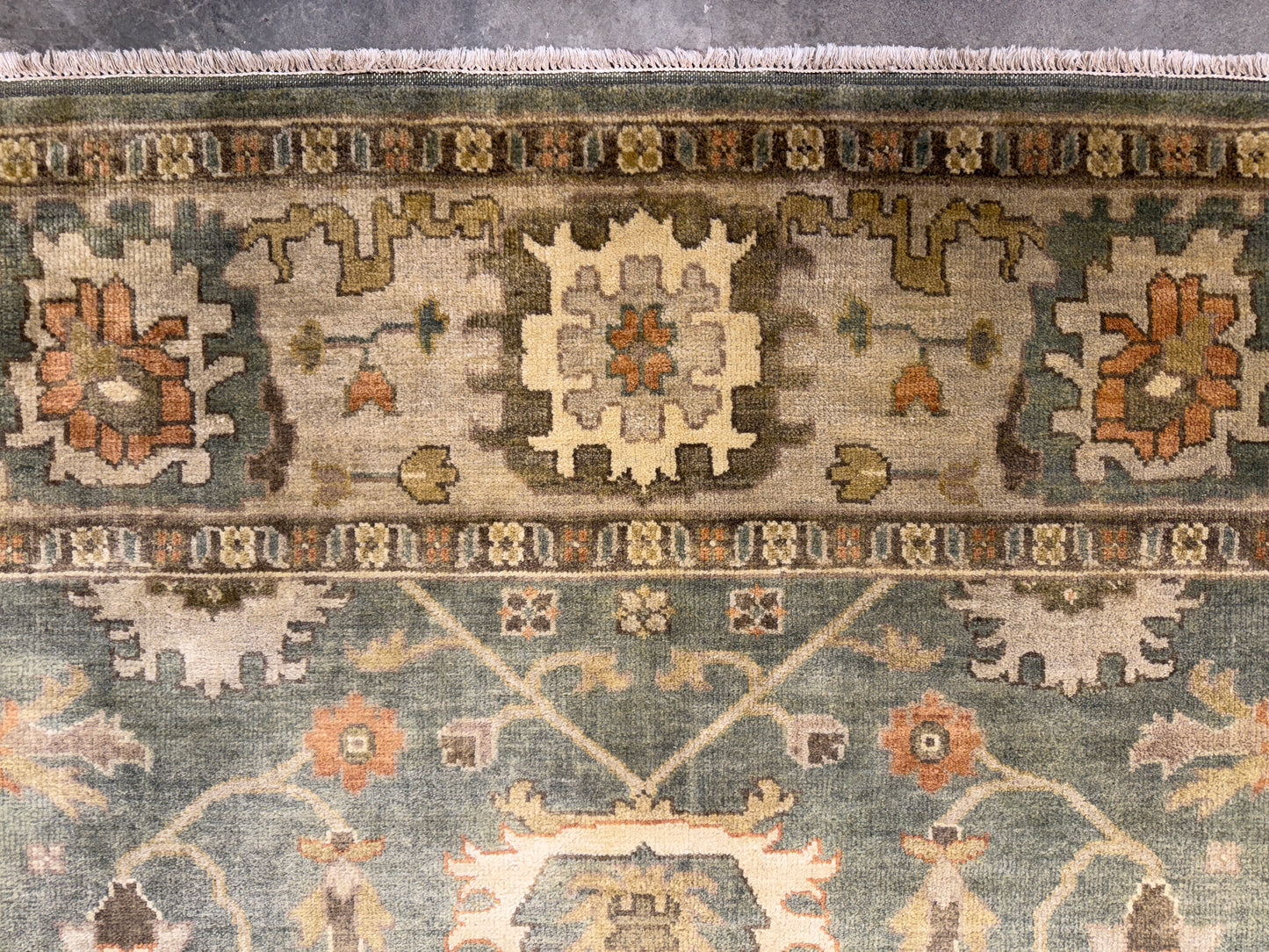 8’x10’ Hand-Knotted Wool Oushak Area Rug