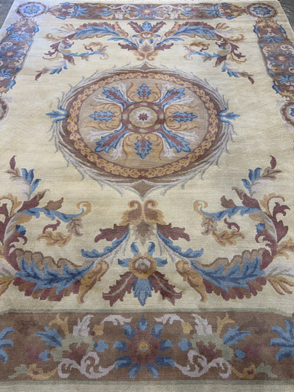 8’x9’10” Hand-Knotted Wool Aubusson Area Rug