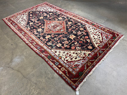 Hand-Knotted Persian Hamadan Rug - 5'2"x8'7"