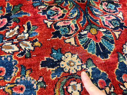 10’10”x15’6” Antique Hand-Knotted Fine Kork Wool Persian Sarouk Area Rug Handmade