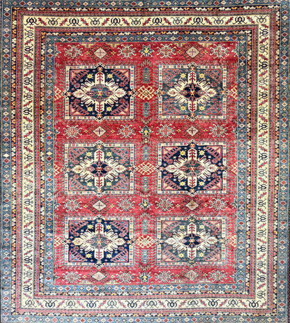 11’x12’3” Hand-Knotted Wool Kazak Area Rug