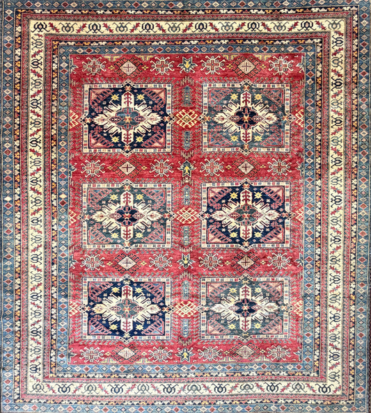 11’x12’3” Hand-Knotted Wool Kazak Area Rug