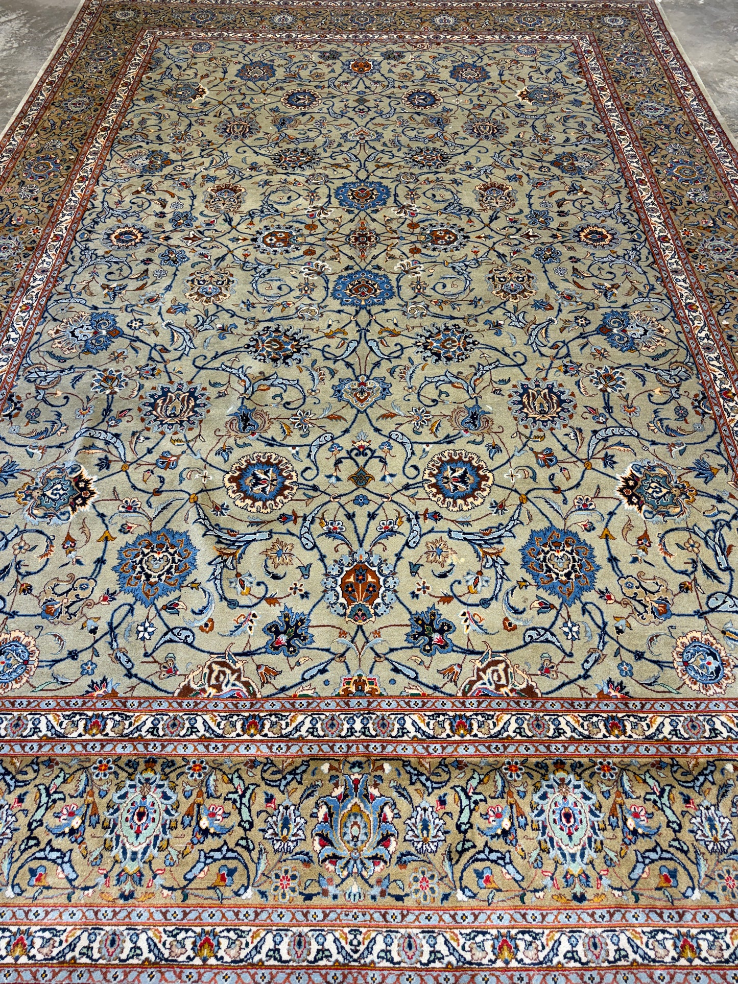 Hand-Knotted Persian Kashan Rug - 9’9”x13’8”