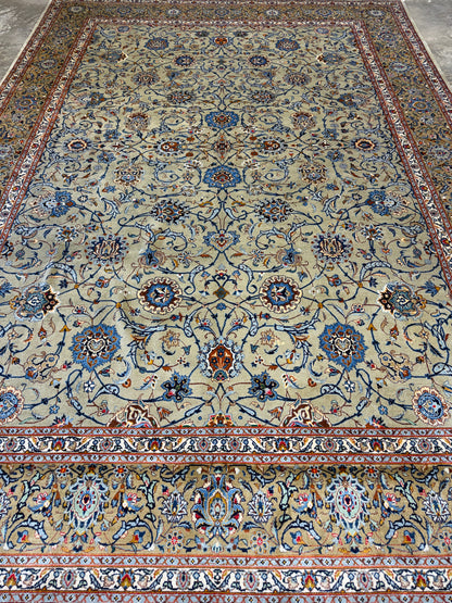 Hand-Knotted Persian Kashan Rug - 9’9”x13’8”