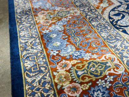 Hand-Knotted Silk Persian Qum Rug - Signed Ahmadi - 4’6”x6’7”