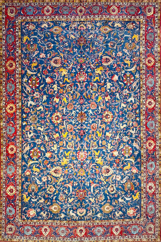 Antique Hand-Knotted Persian Varamin Rug - 10'6"x15'7"