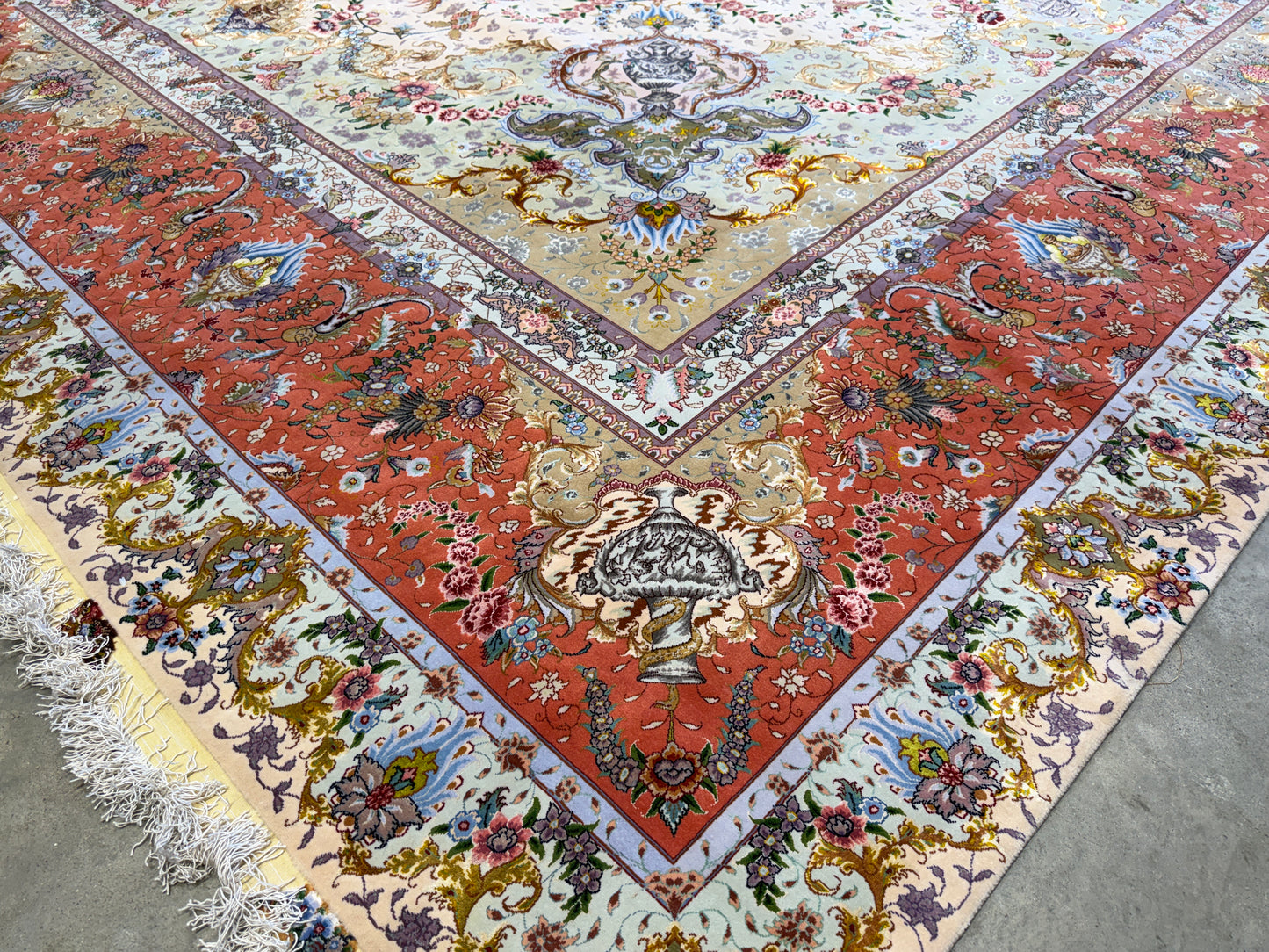 11’4”x16’2” Very Fine Hand-Knotted Persian Tabriz 80 Raj Signed Area Rug