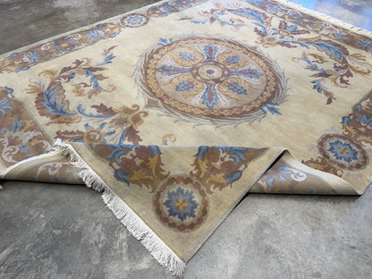 8’x9’10” Hand-Knotted Wool Aubusson Area Rug