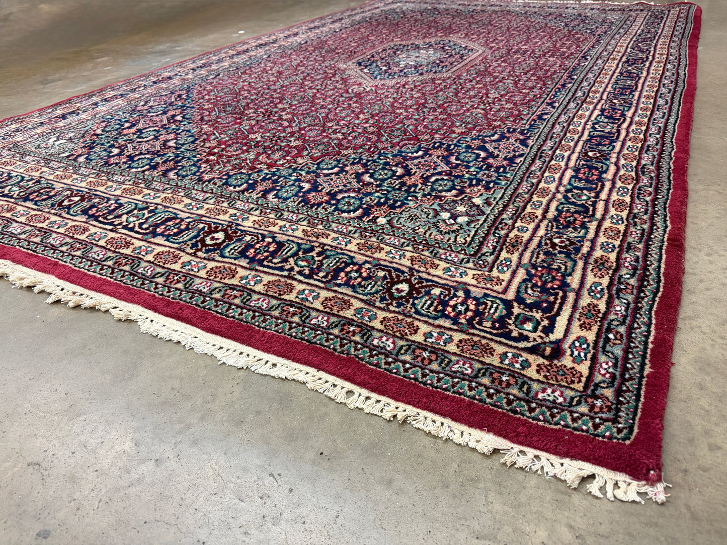 6’x9’ Fine Hand-Knotted Wool IndoBidjar Persian Rug 6x9 Burgundy All-Over Handmade Carpet