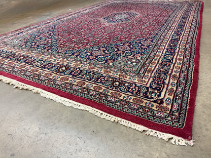 6’x9’ Fine Hand-Knotted Wool IndoBidjar Persian Rug 6x9 Burgundy All-Over Handmade Carpet