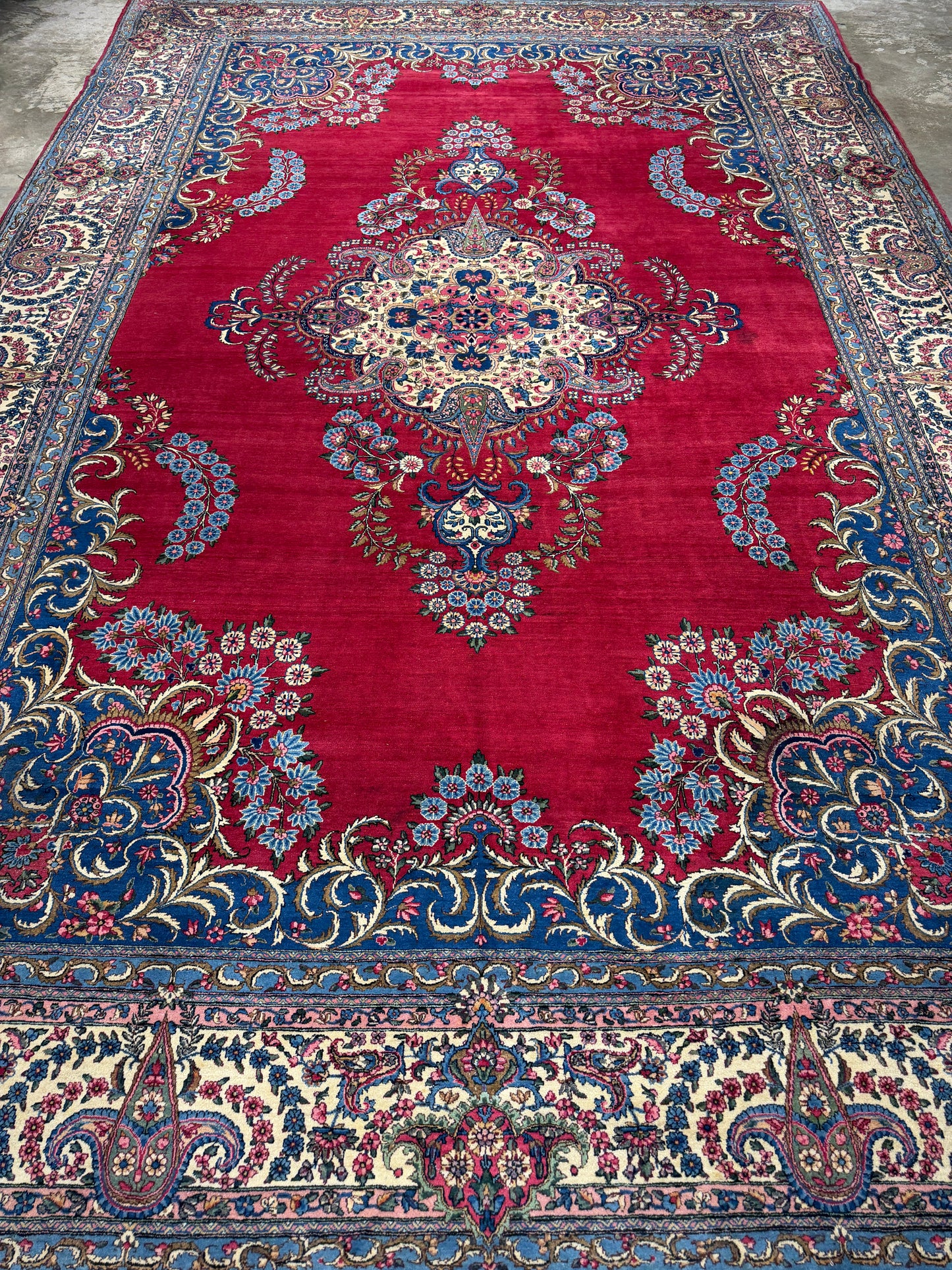 9’11”x15’4” Antique Hand-Knotted Persian Ravar Kerman Area Rug