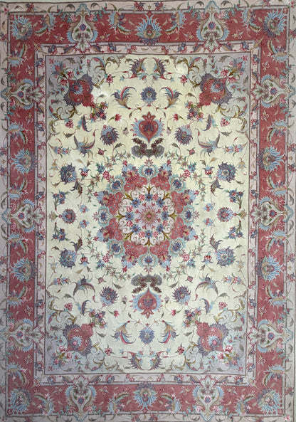 Hand-Knotted Persian Tabriz 60 Raj Rug - 4'11"x7'4"