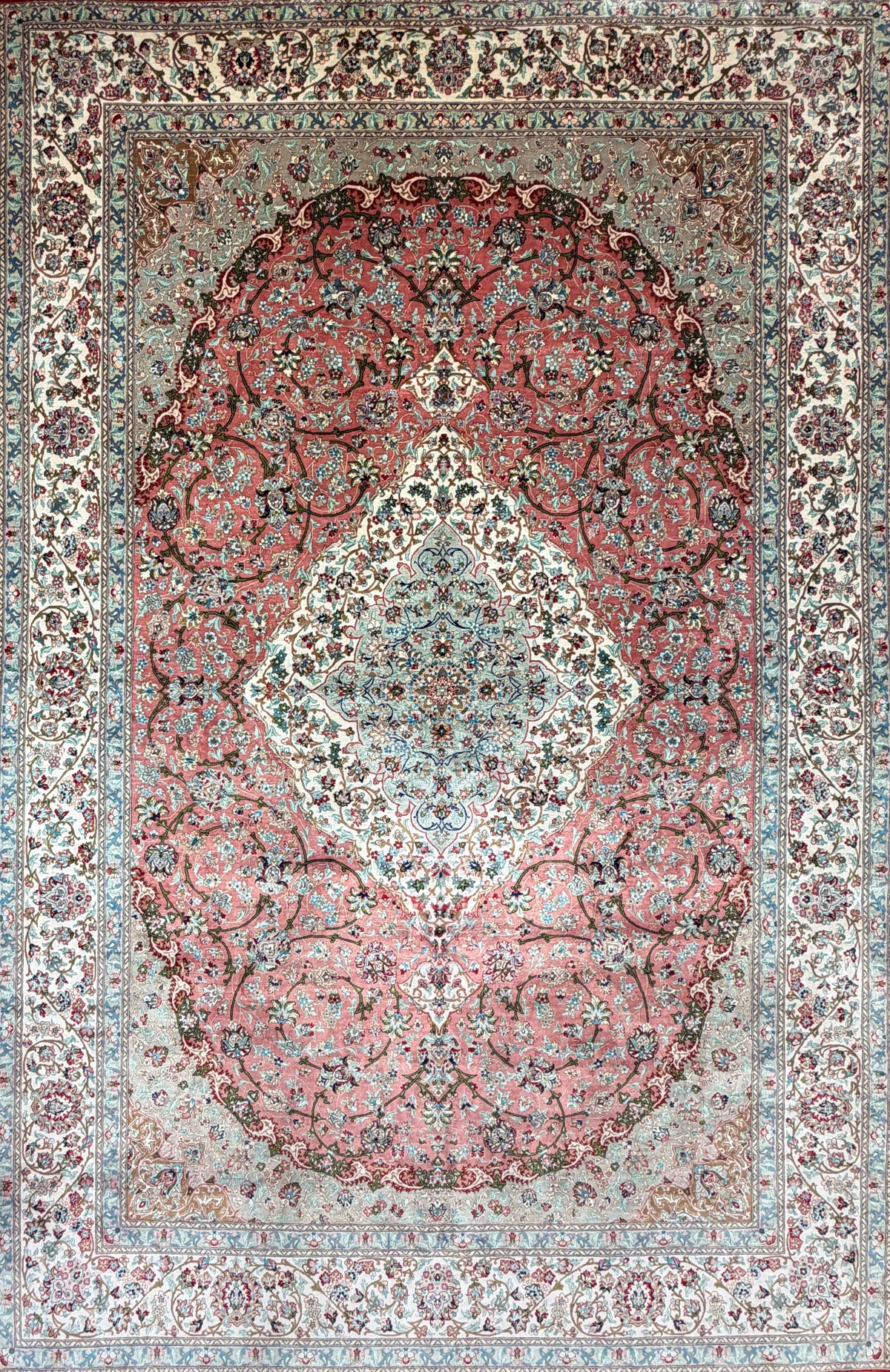Luxurious Hand-Knotted 100% Silk Persian Qum Rug - 6'5"x9'5"