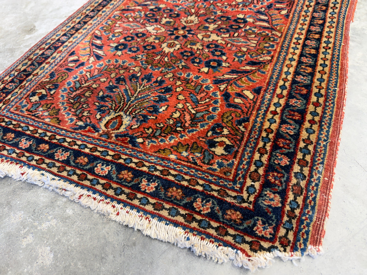 Hand-Knotted Persian Sarouk Rug - 2’x2’4”
