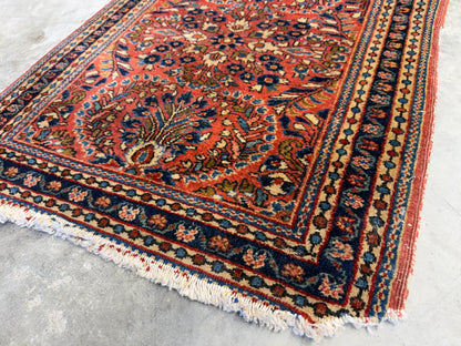 Hand-Knotted Persian Sarouk Rug - 2’x2’4”