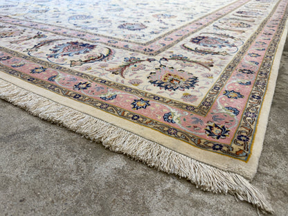 9’9”x13’4” Very Fine Hand-Knotted Persian Tabriz 80 Raj Signed Area Rug
