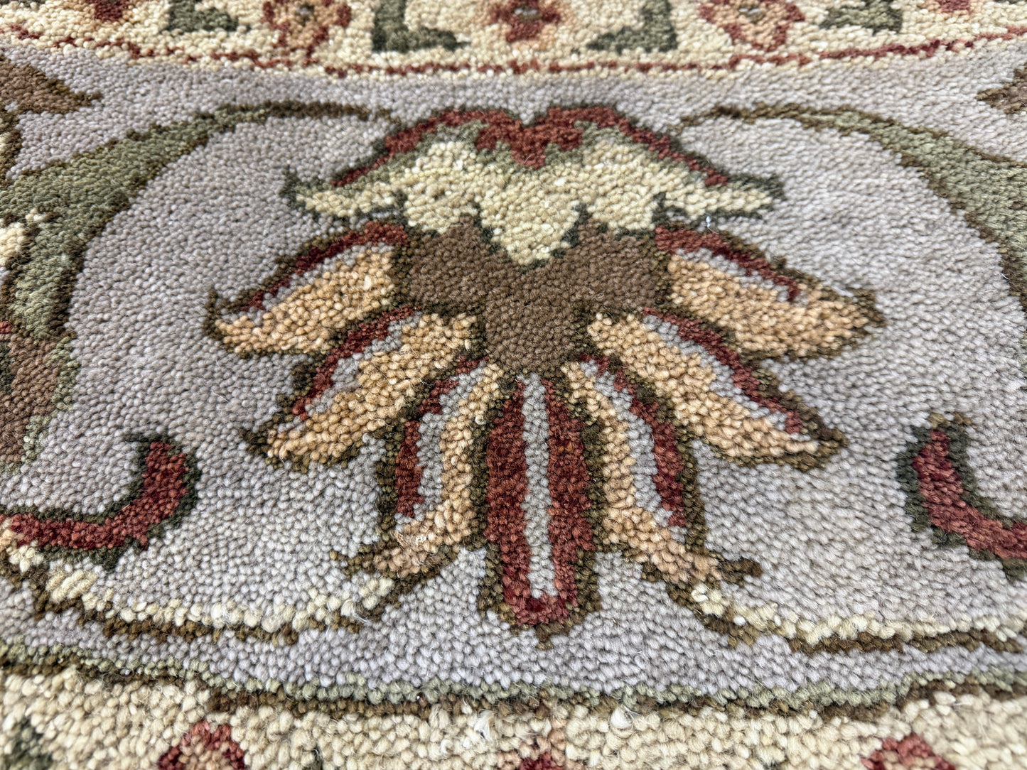 8’ Diameter Hand-Knotted Wool Indian Round Oriental Rug - 8x8 Handmade Carpet