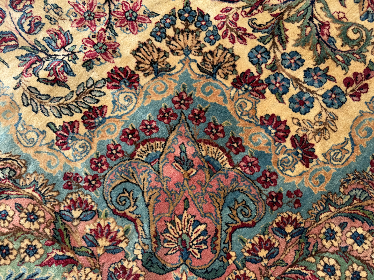 Hand-Knotted 60 Raj Persian Lavar Kerman Rug (As-Is)- 13’10”x19’11”