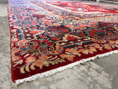 11’7”x12’10” Hand-Knotted Persian Sarouk Area Rug