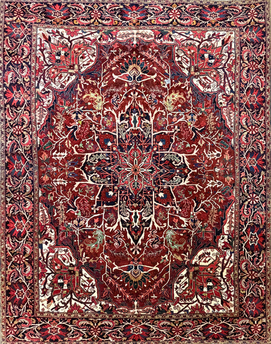 Hand-Knotted Persian Heriz Rug - 10’1”x12’2”