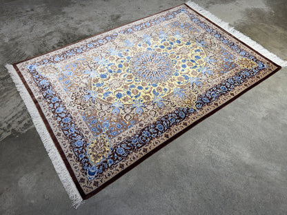 Hand-Knotted Silk Persian Qum Rug - Signed Ahmadi - 3’3”x4’10”