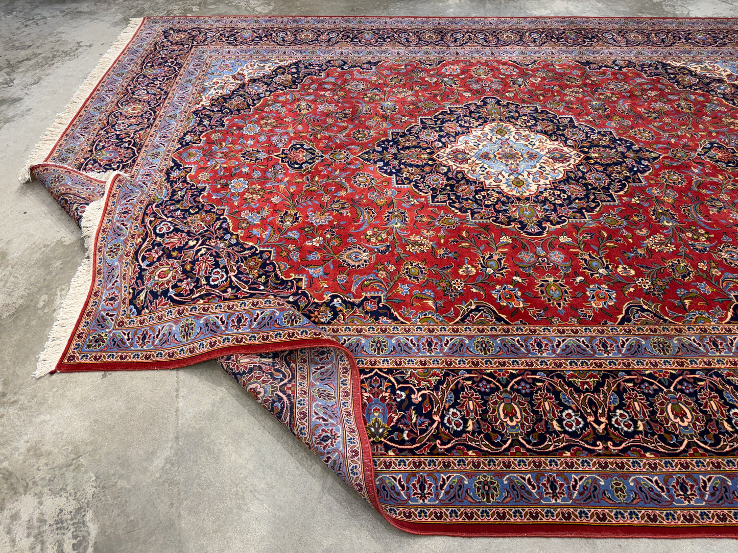 9’11”x13’ Hand-Knotted Signed Persian Kashan Area Rug