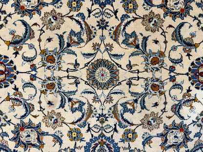 9’4”x13’3” Hand-Knotted Wool Persian Kashan Area Rug