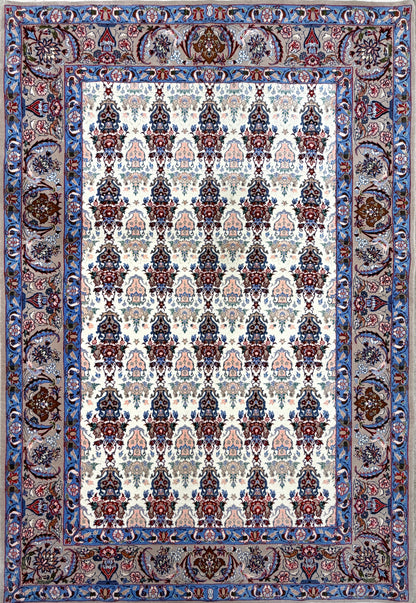 Hand-Knotted Persian Isfahan Rug -Garden of Birds- 3’7”x5’3”