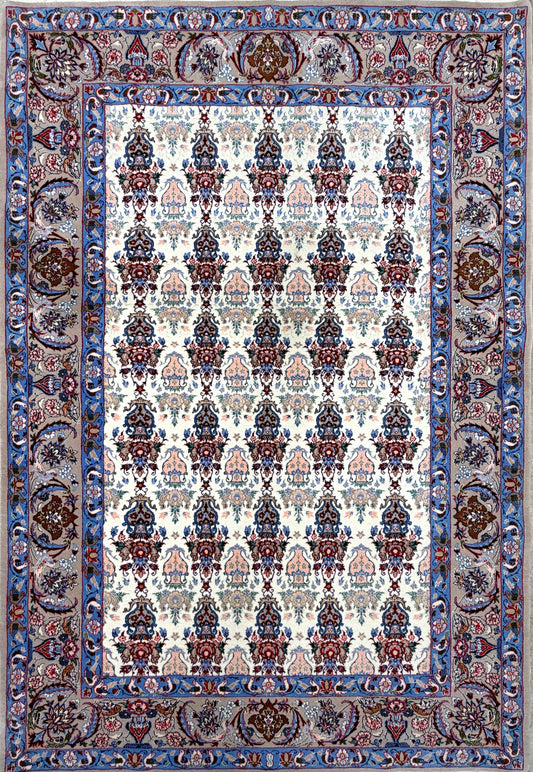 Hand-Knotted Persian Isfahan Rug -Garden of Birds- 3’7”x5’3”