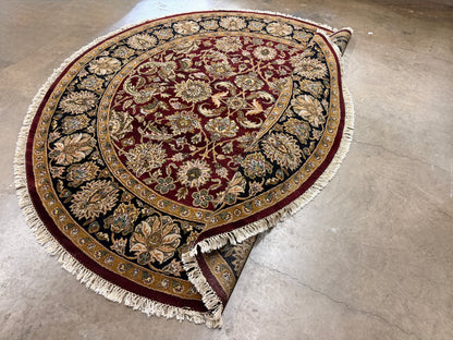 8’ Diameter Hand-Knotted Wool Indian Round Oriental Rug - 8x8 Handmade Carpet
