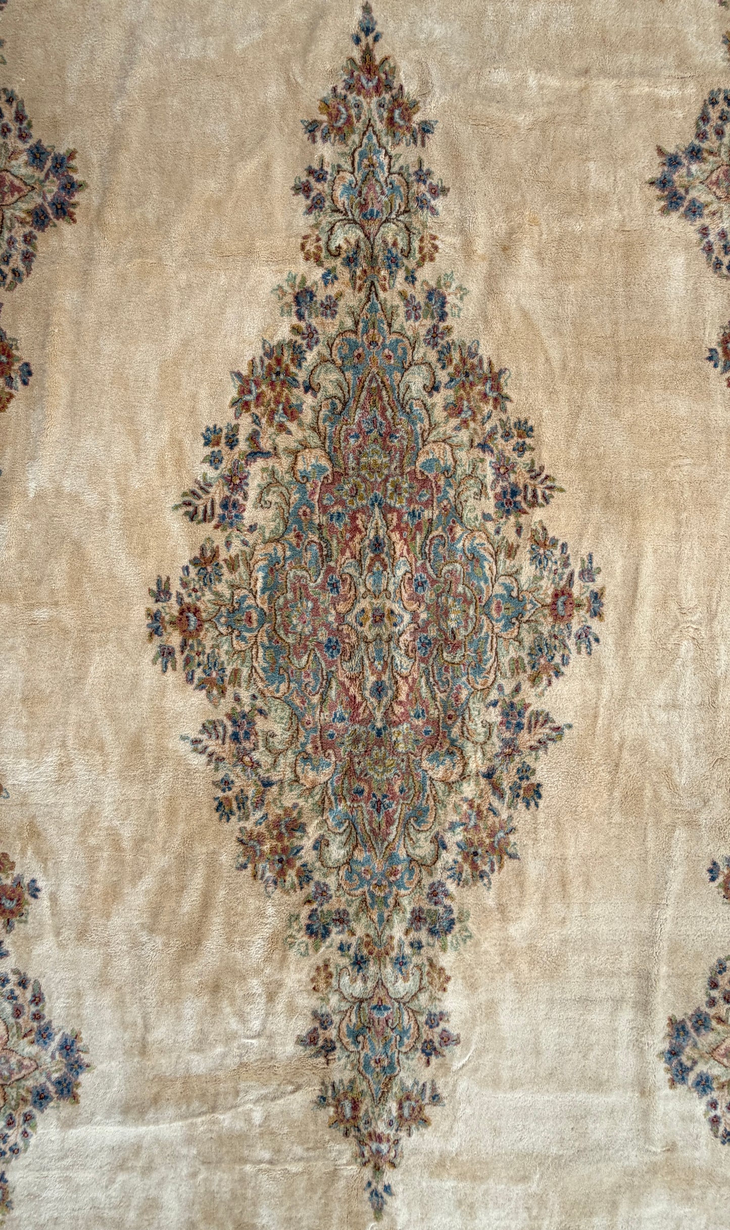 9’8”x19’ Antique Hand-Knotted Wool Persian Kerman Area Rug