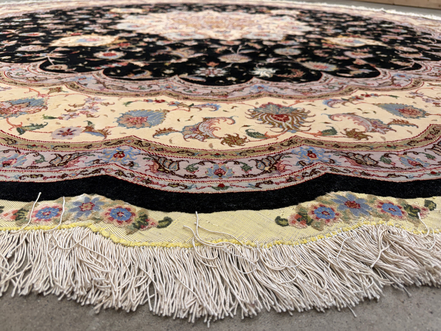 10’ Diameter Very Fine Hand-Knotted Wool & Silk Round Tabriz Persian Rug - 10x10 Handmade Carpet
