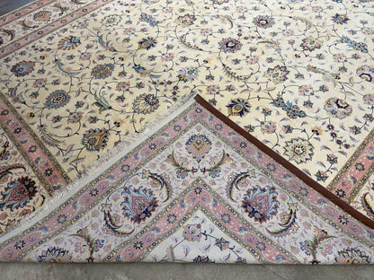 9’9”x13’4” Very Fine Hand-Knotted Persian Tabriz 80 Raj Signed Area Rug