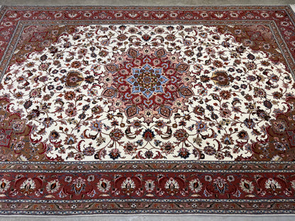 Hand-Knotted 60 Raj Persian Tabriz Rug - 6'7"x10'1"
