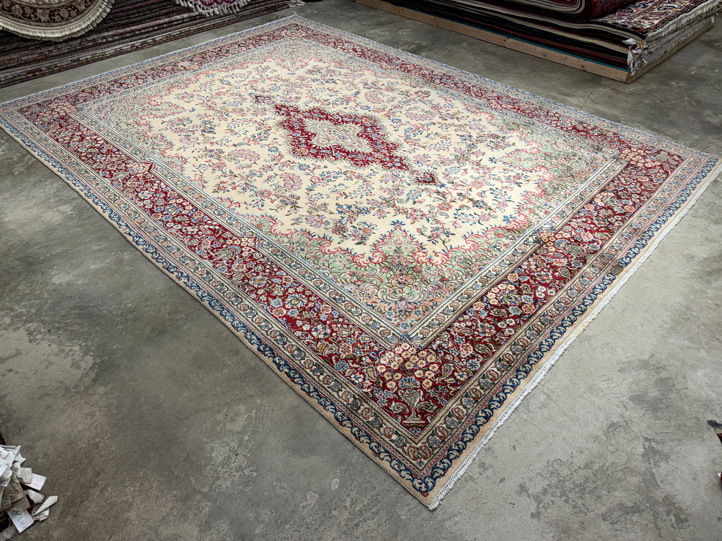 10’2”x13’9” Hand-Knotted Persian Kerman Signed Area Rug