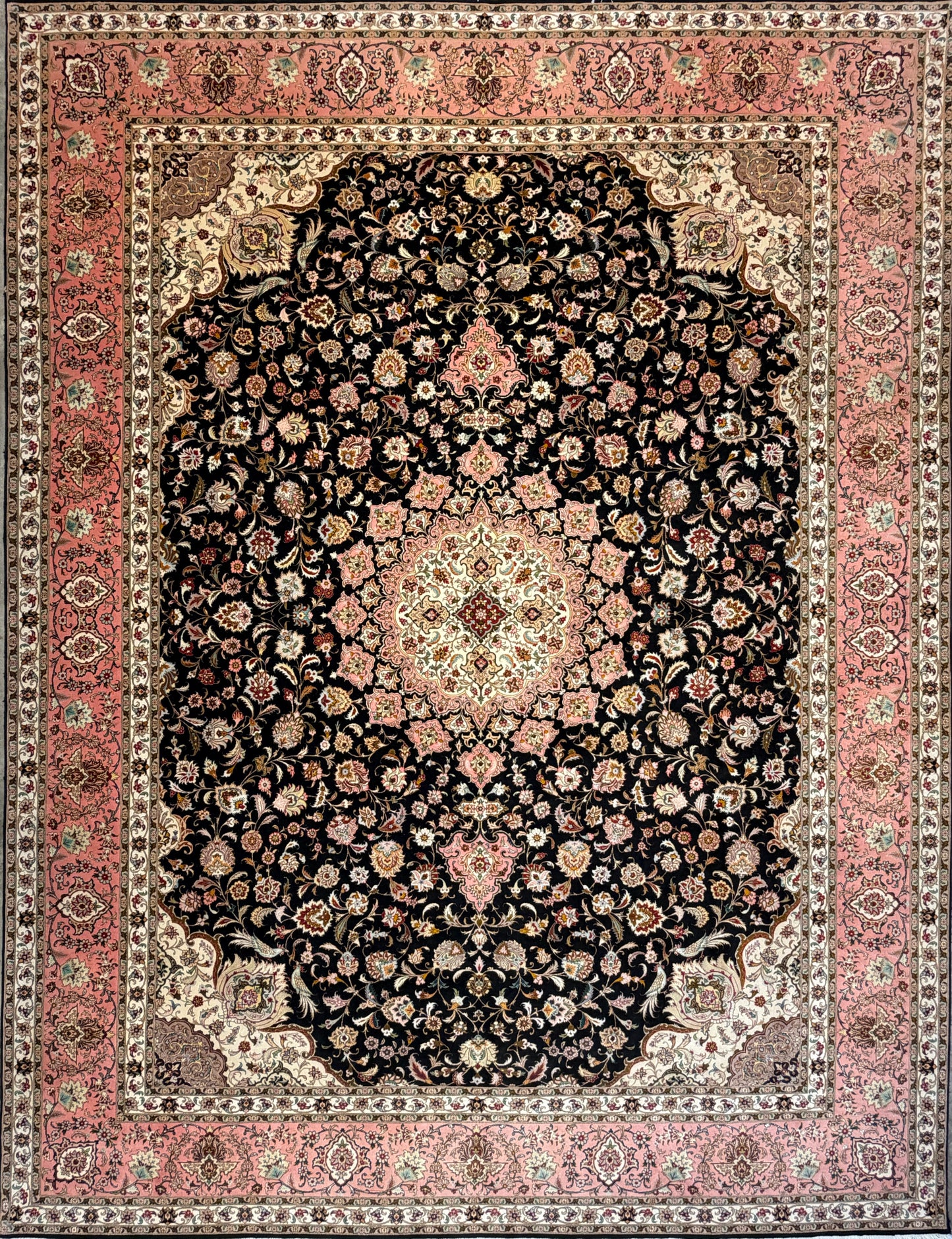 Hand-Knotted 50 Raj Persian Tabriz Rug - 9’11”x12’11”