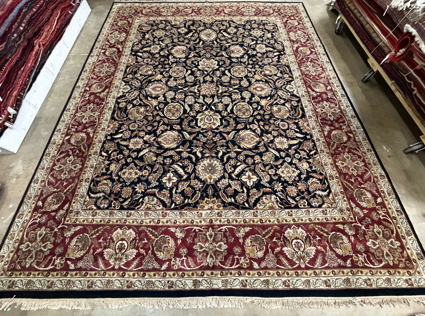 12’1”x15’2” Hand-Knotted Wool Agra Area Rug Handmade All-over Carpet