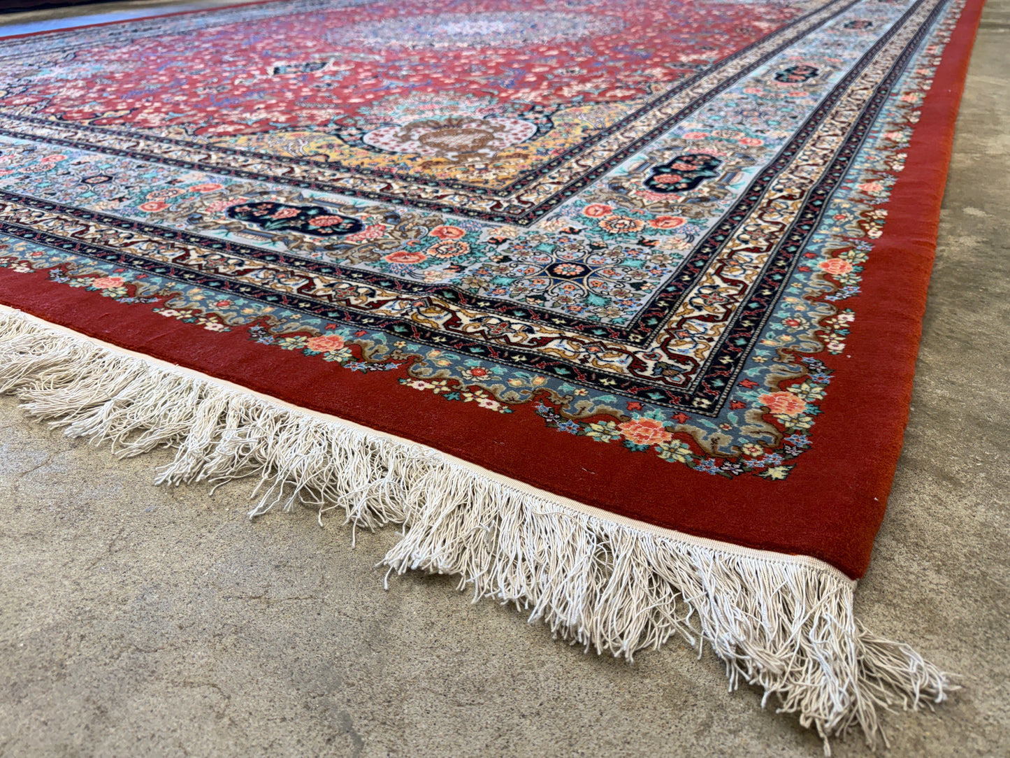 9’8”x13’3” Very Fine Hand-Knotted Persian Tabriz 80 Raj Signed Emad Fakher Area Rug