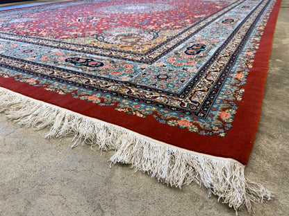 9’8”x13’3” Very Fine Hand-Knotted Persian Tabriz 80 Raj Signed Emad Fakher Area Rug