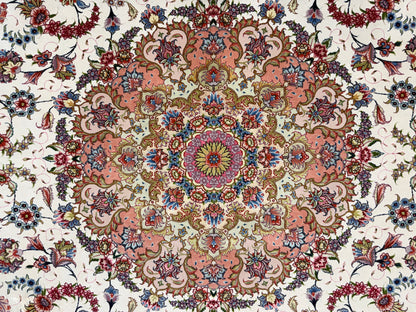 9’9”x13’3” Fine Hand-Knotted Persian Tabriz Signed Area Rug