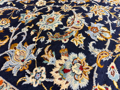9’8”x12’5” Hand-Knotted Fine Wool Persian Kashan Signed Area Rug
