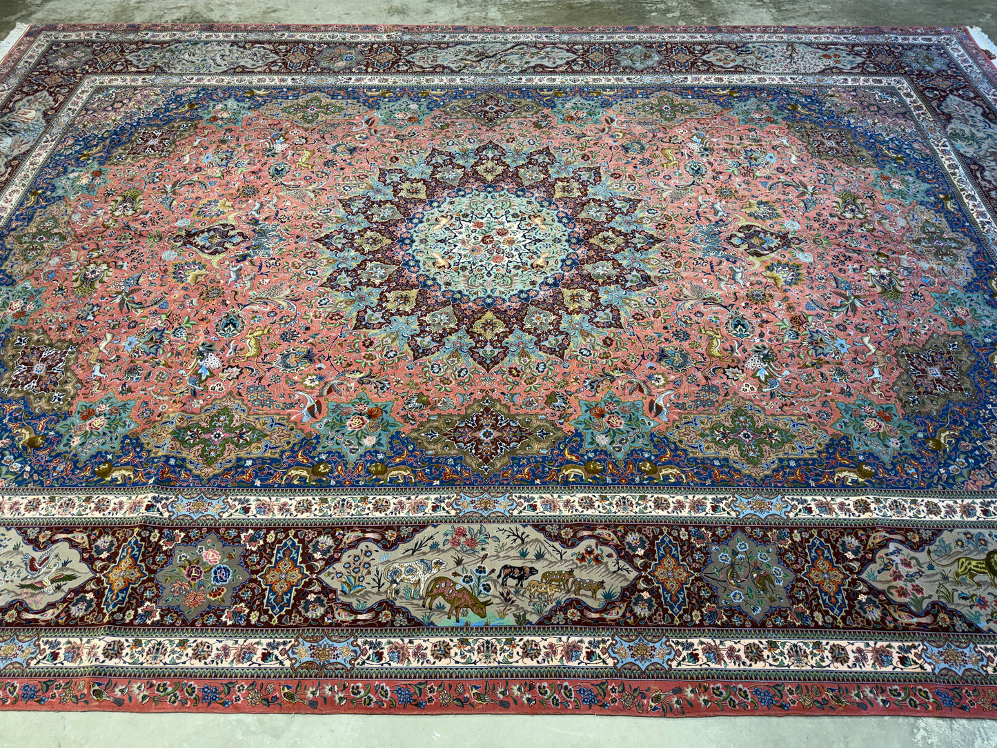 11’7”x17’2” Very Fine Hand-Knotted Signed Persian Tabriz Pictorial Area Rug