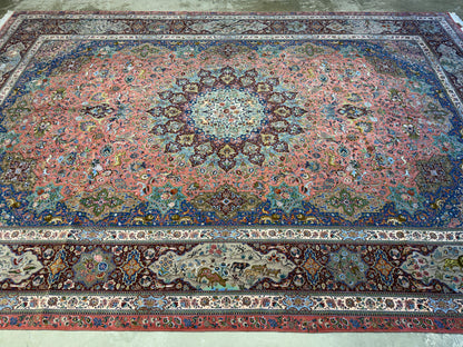 11’7”x17’2” Very Fine Hand-Knotted Signed Persian Tabriz Pictorial Area Rug