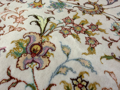 10’ Diameter Very Fine Hand-Knotted Wool & Silk Round Tabriz Persian Rug - 10x10 Handmade Carpet